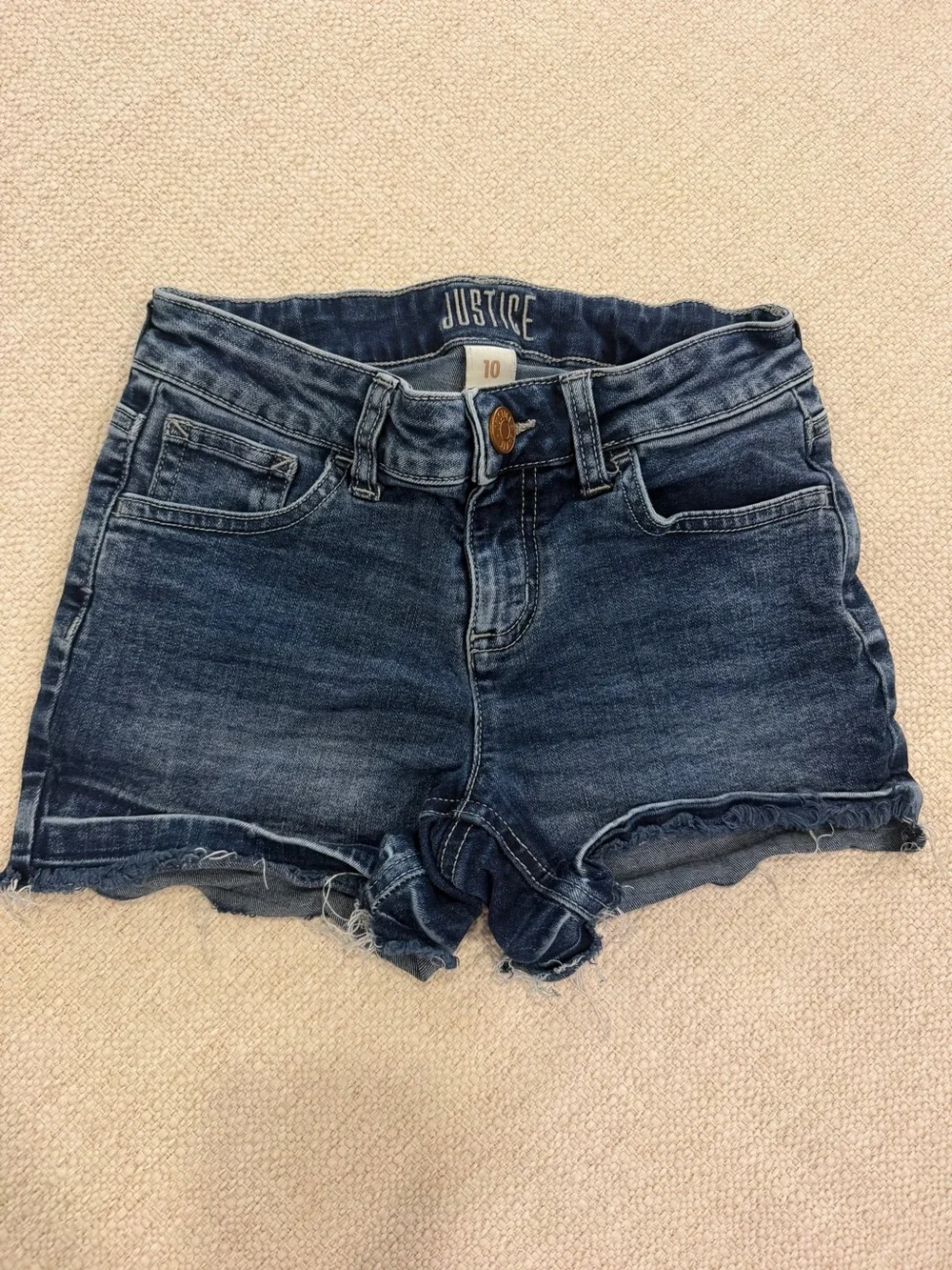 Justice Dark Blue Frayed Denim Shorts